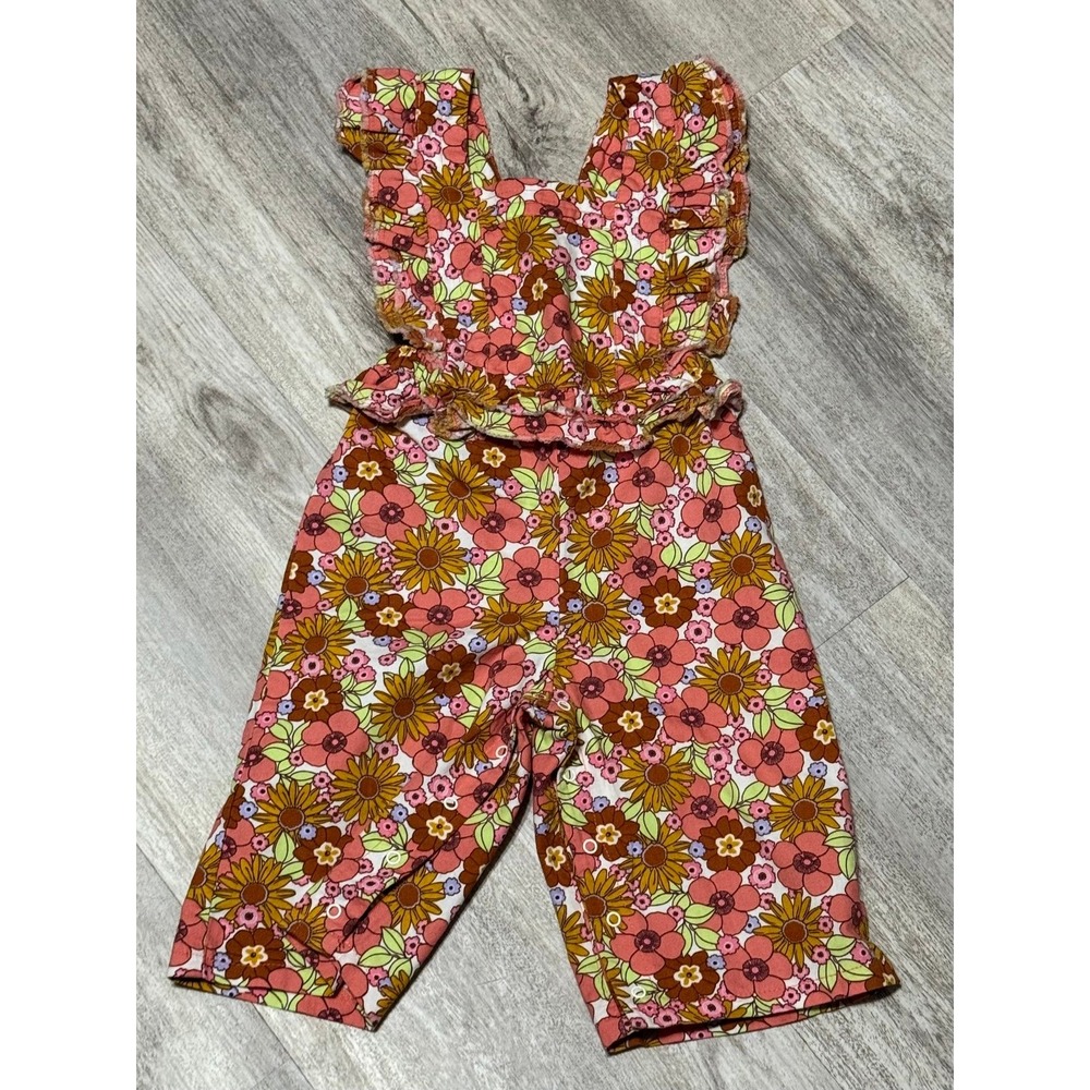 Wonder Nation Retro Floral Print 18month pant suit overalls